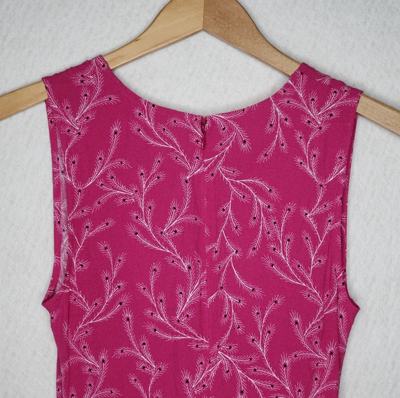 Chelsea 28 Sleeveless Tie Front Dress Pink Peacock Feather Design Sz Xs - Picture 6 of 11